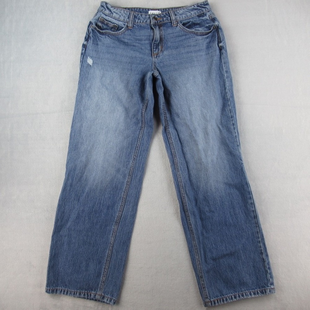 Cello Jeans Womens Size 5‎ Medium Wash Distressed High Rise Wide Leg Denim Blue